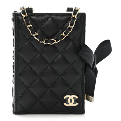 Chanel Lambskin Quilted Book Card Holder on Chain Black 1 of 10