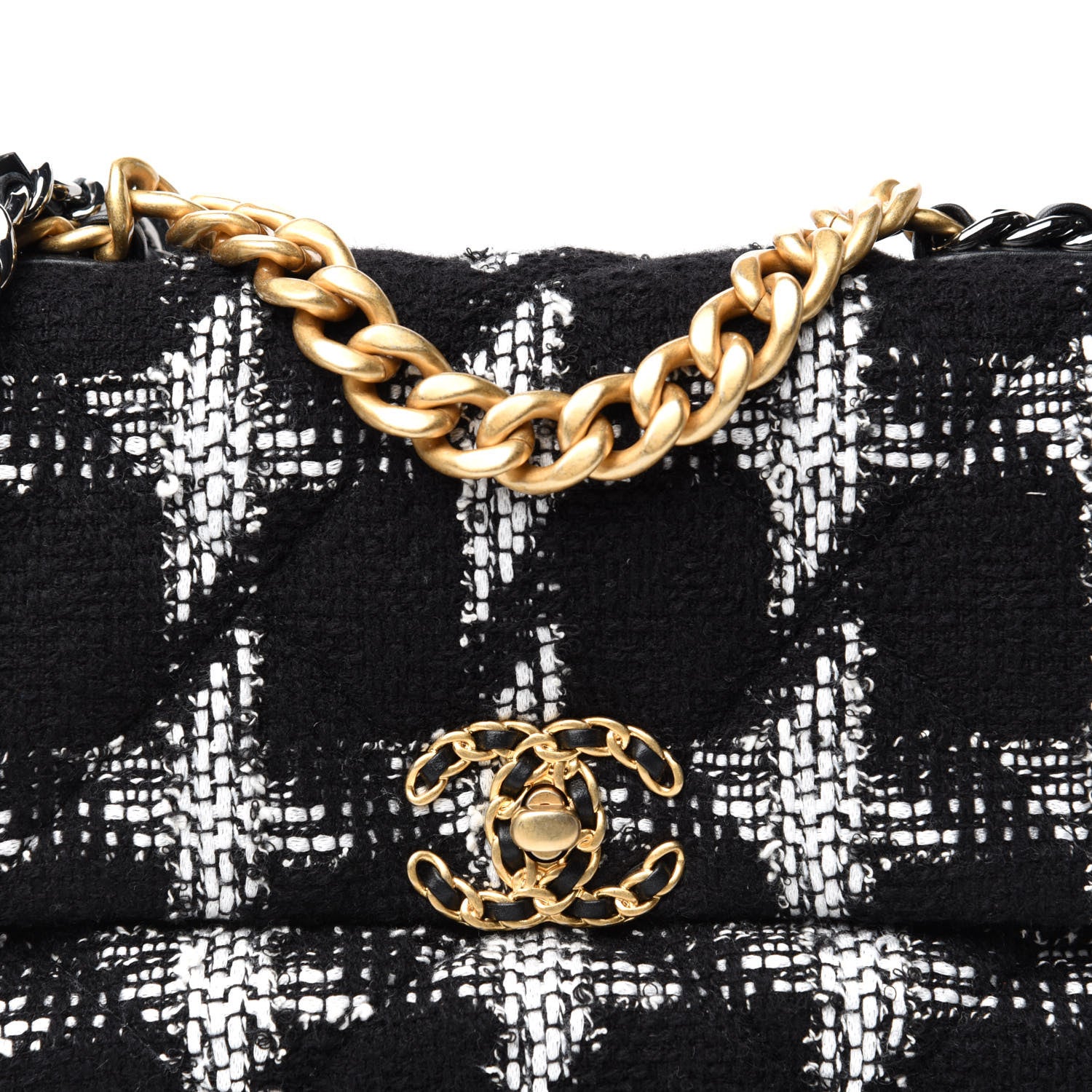 Chanel Tweed Quilted Medium 19 Flap Black White 10 of 10