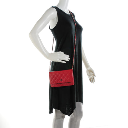 Chanel Caviar Quilted Wallet On Chain WOC Red 2 of 7
