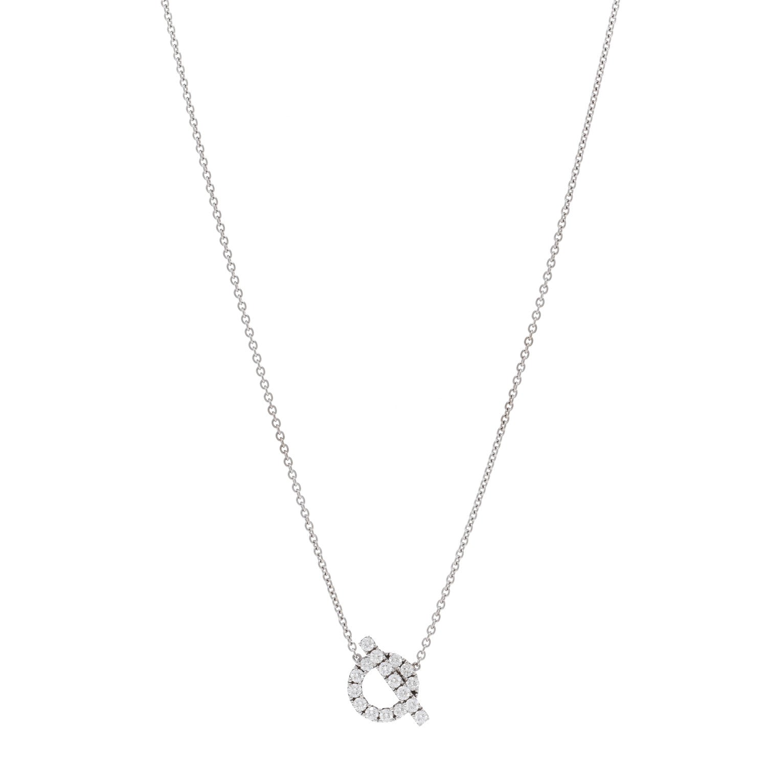 Hermes 18K White Gold Diamond Finesse Pendant Necklace 1 of 5