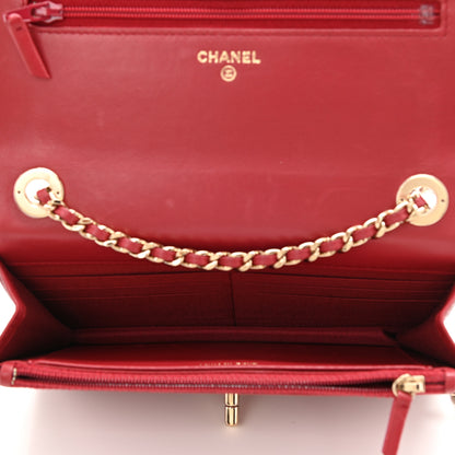 Chanel Lambskin Quilted Trendy CC Wallet On Chain WOC Red 4 of 11