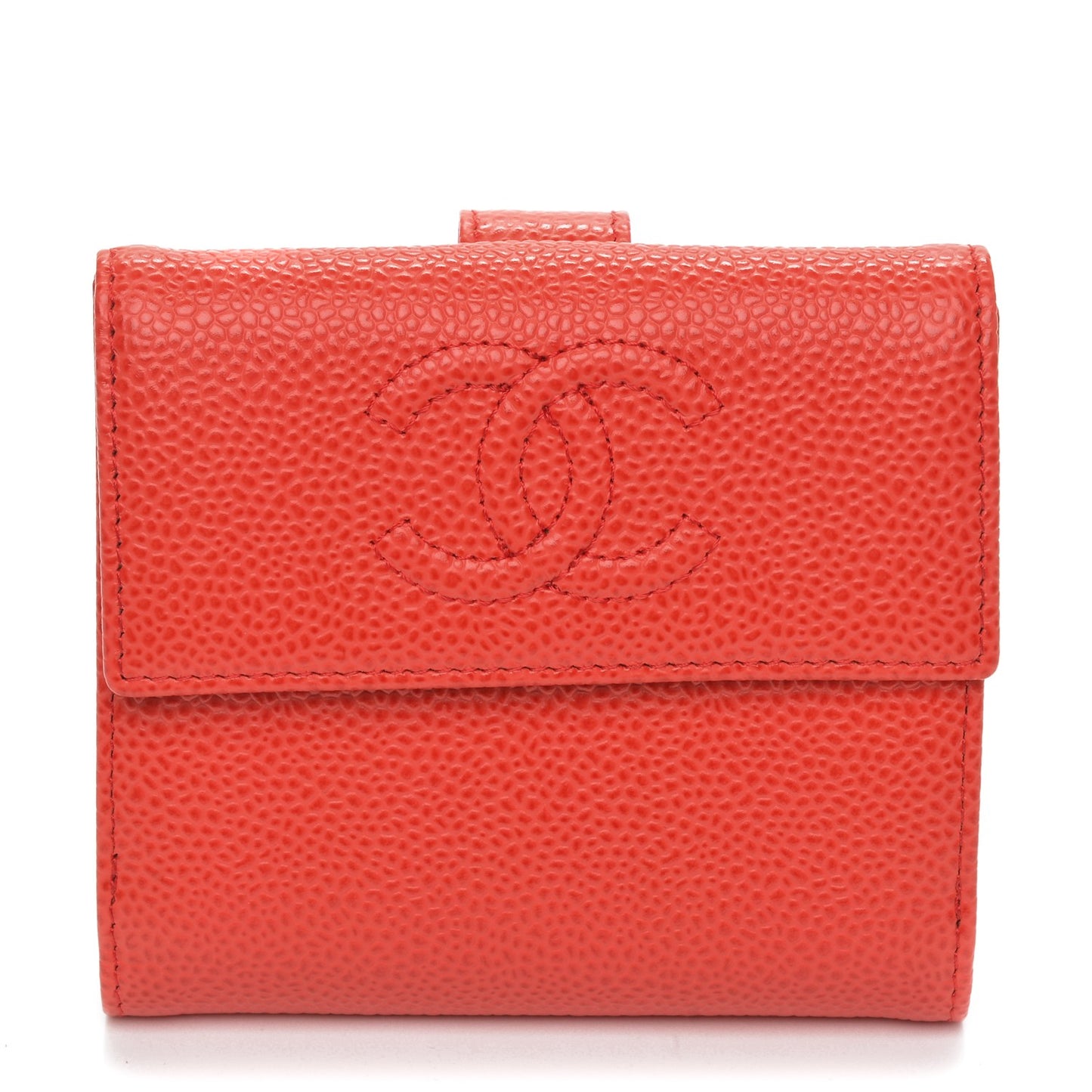 Caviar Timeless CC Compact French Wallet Red
