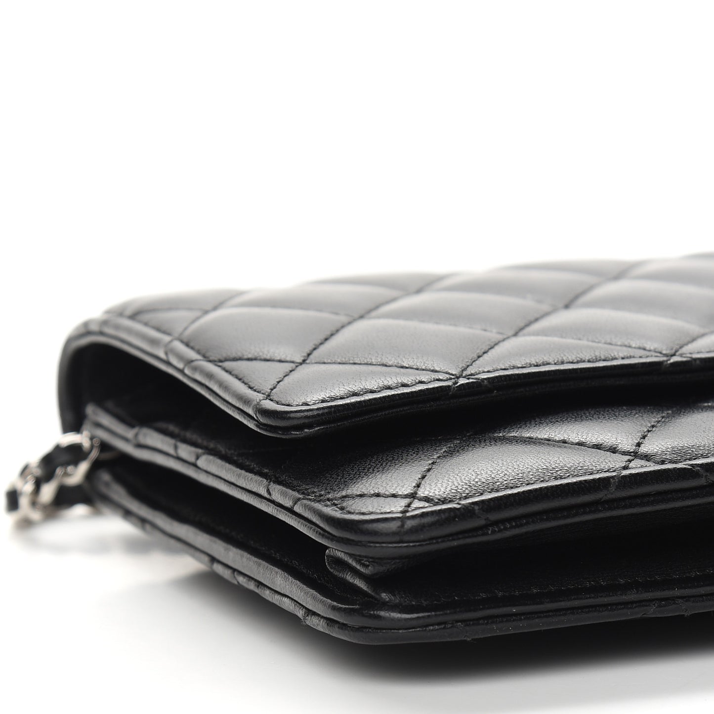 Lambskin Quilted Wallet On Chain WOC Black