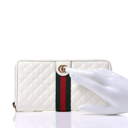 Gucci Calfskin Web Trapuntata GG Zip Around Wallet Off White 2 of 8