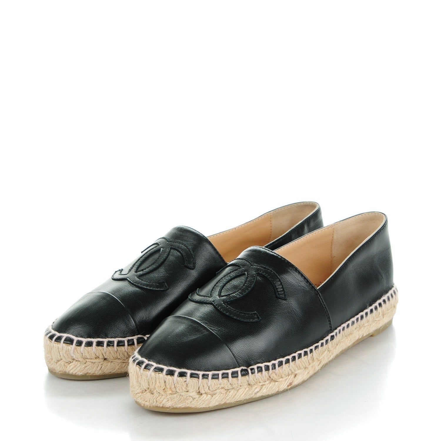 Chanel Lambskin CC Espadrilles 37 Black 3 of 9