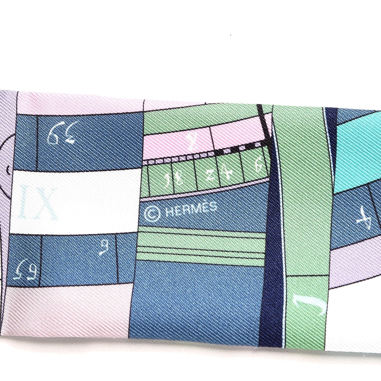 Hermes Silk Astrologie Nouvelle Twilly Rose Ivory Vert 5 of 6