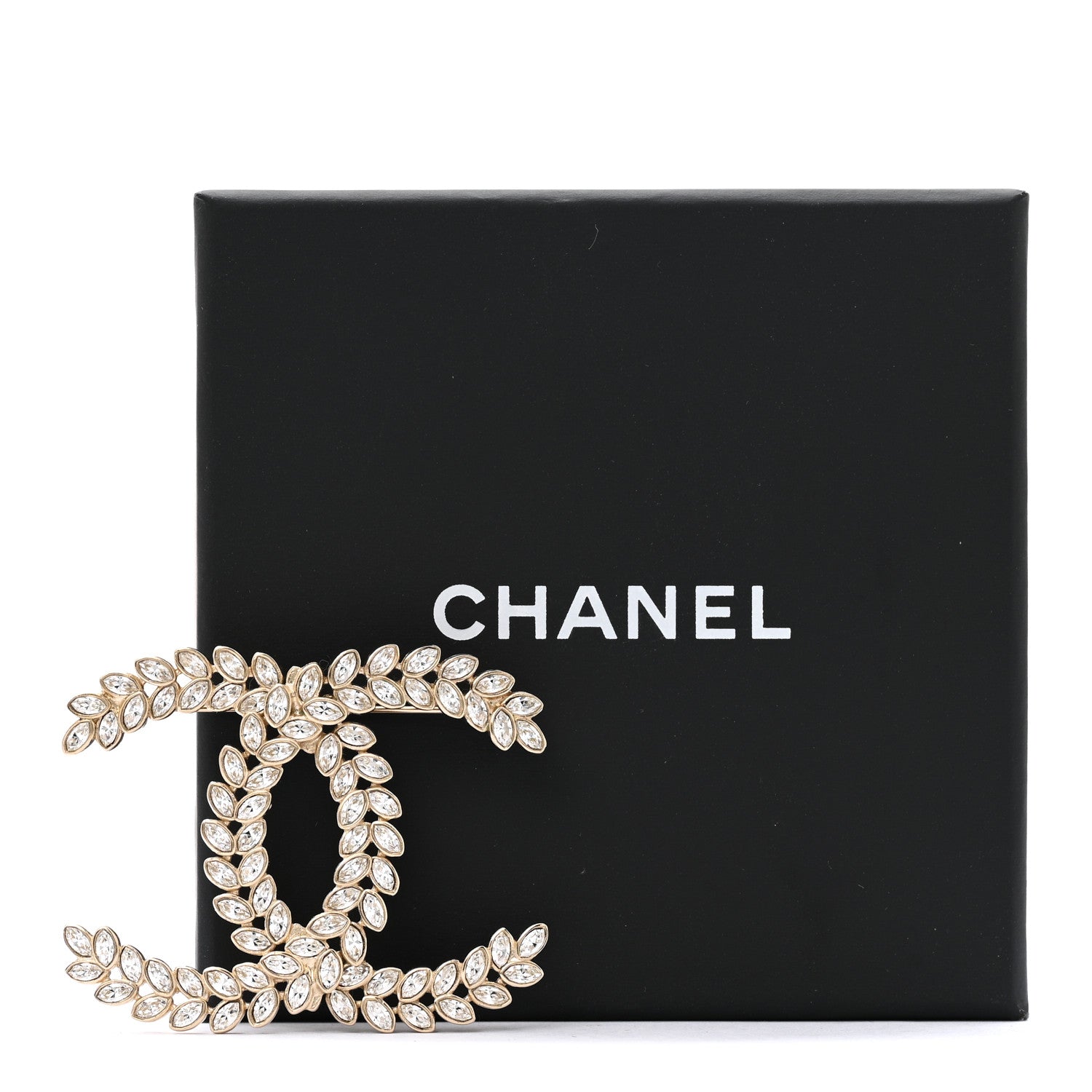 Chanel Crystal Sparkling Wheat CC Brooch Gold 4 of 4