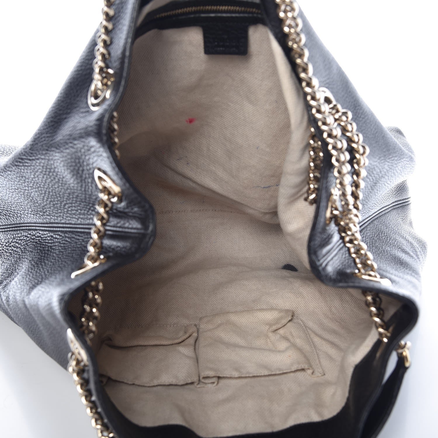 Gucci Pebbled Calfskin Large Soho Chain Shoulder Bag Black 7 of 20
