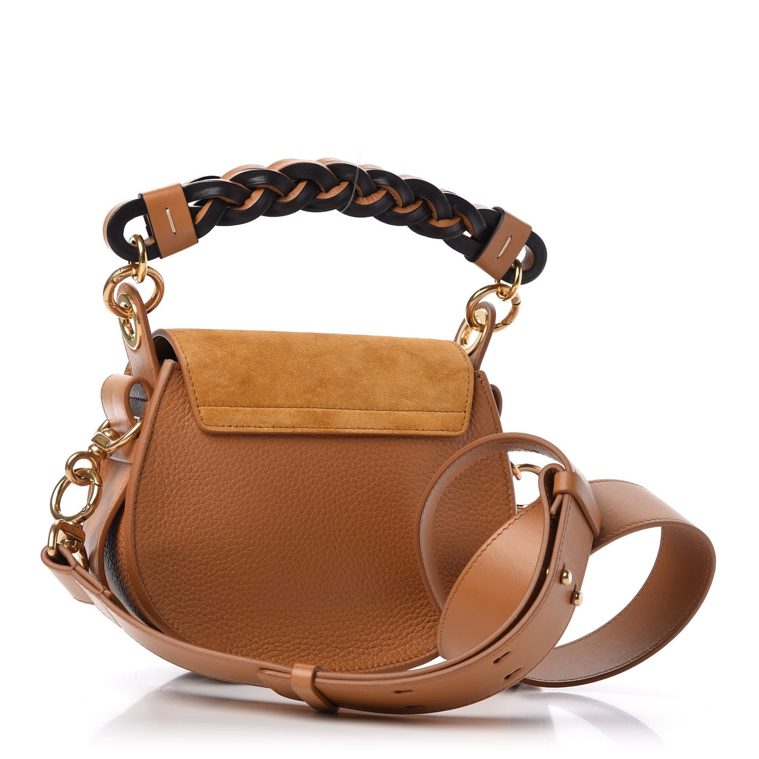 Chloe Calfskin Suede Small Braided Tess Bag Autumnal Brown 3 of 8