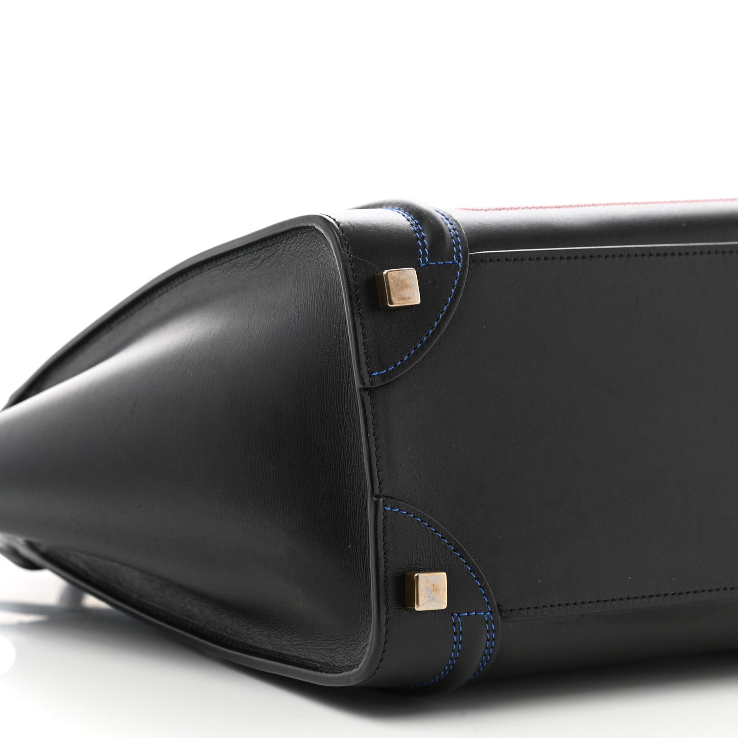 Smooth Calfskin Multicolor Double Stitching Micro Luggage Black