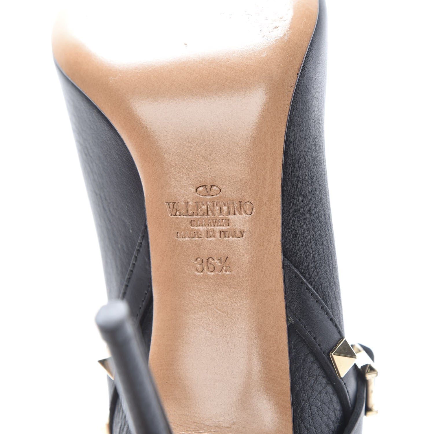 Valentino Garavani Pebbled Calfskin Rockstud Double Buckle 100mm Ankle Boots 36.5 Black 7 of 11