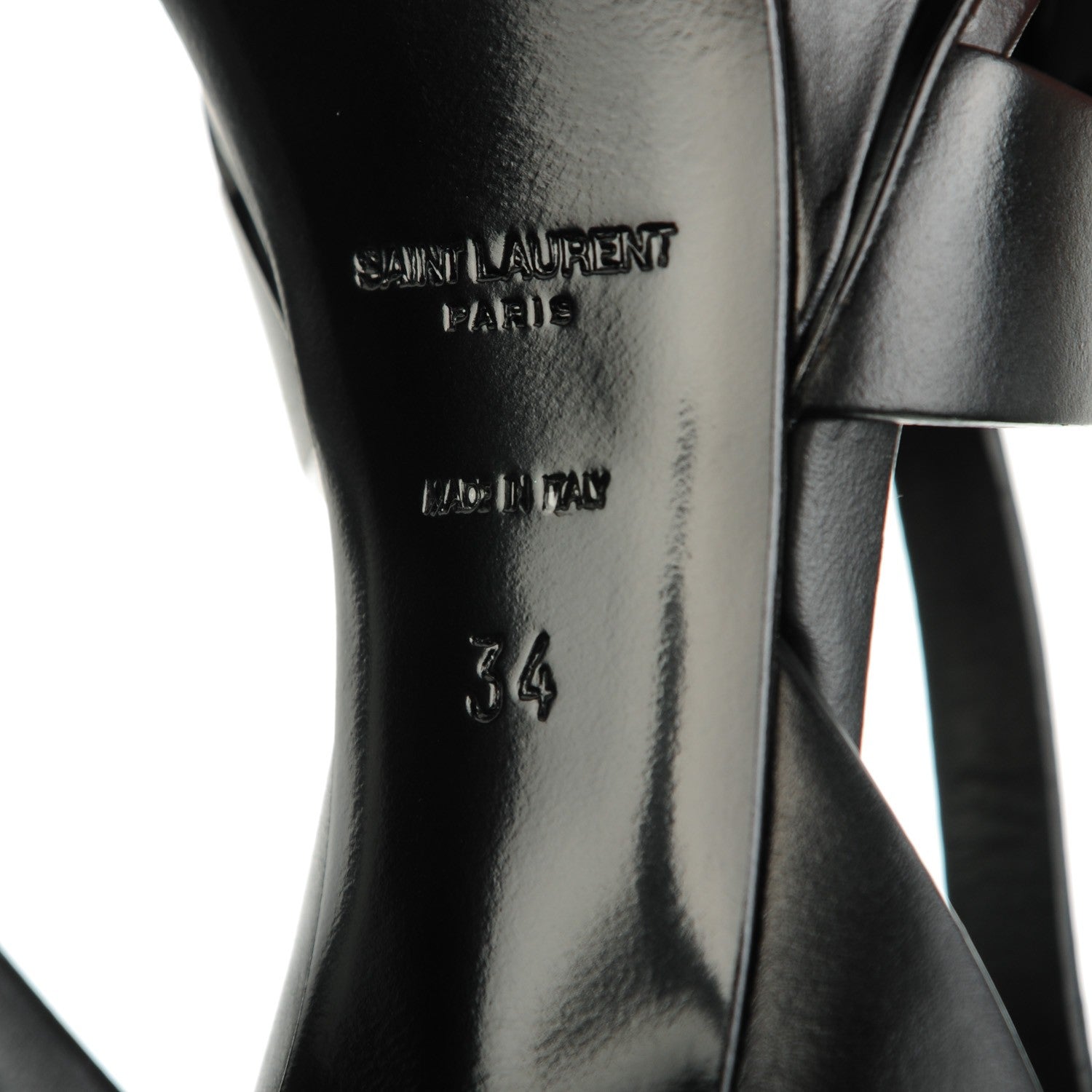 Saint Laurent Calfskin Tribute 75 Platform Sandals 34 Black 6 of 8