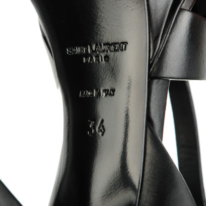 Saint Laurent Calfskin Tribute 75 Platform Sandals 34 Black 6 of 8