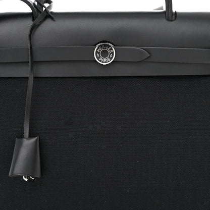 Hermes Military Toile Vache Hunter Laque Herbag Zip Retourne 31 PM Black 10 of 13