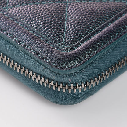 Chanel Iridescent Caviar Quilted Medium Filigree Zip Around Wallet Dark Turquoise 8 of 12