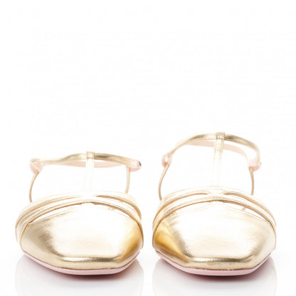 Fendi Metallic Calfskin T-strap Square Toe Flat 39 Gold 2 of 7