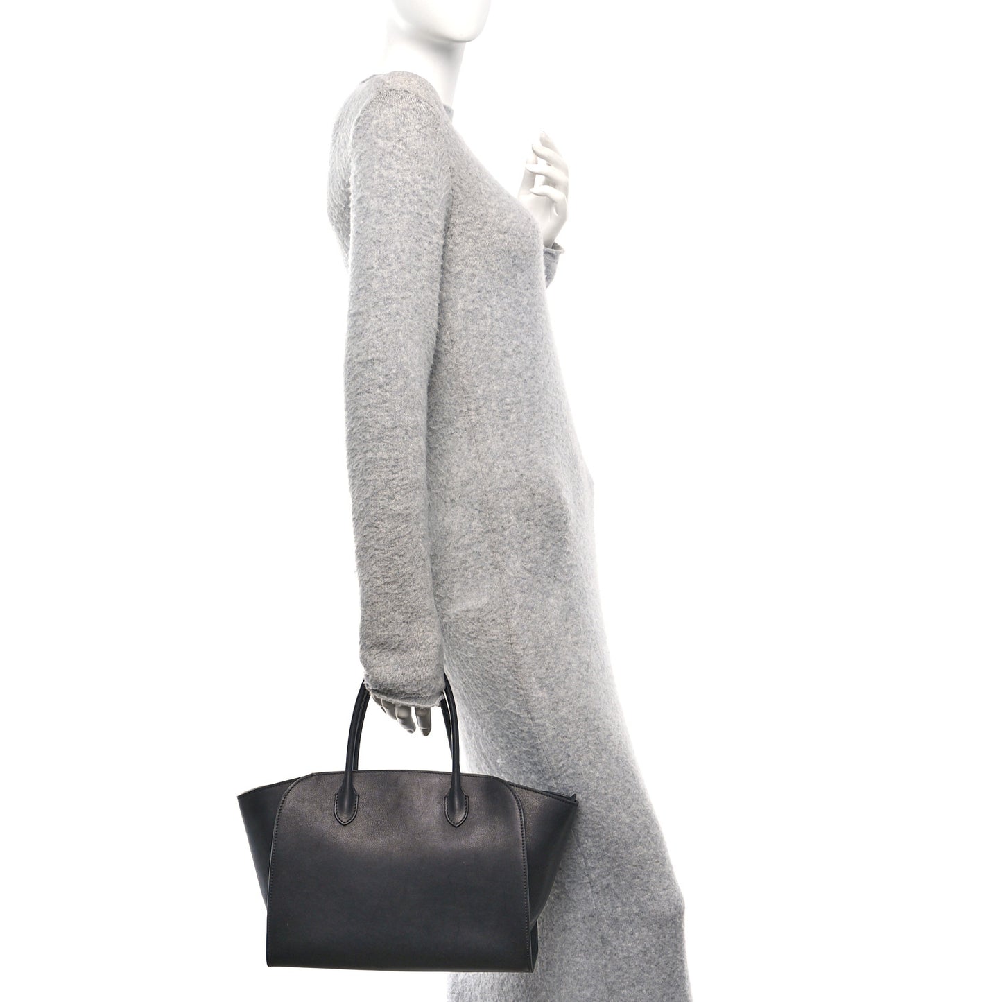 Polished Saddle Calfskin Marlo 12 Tote Bag Black