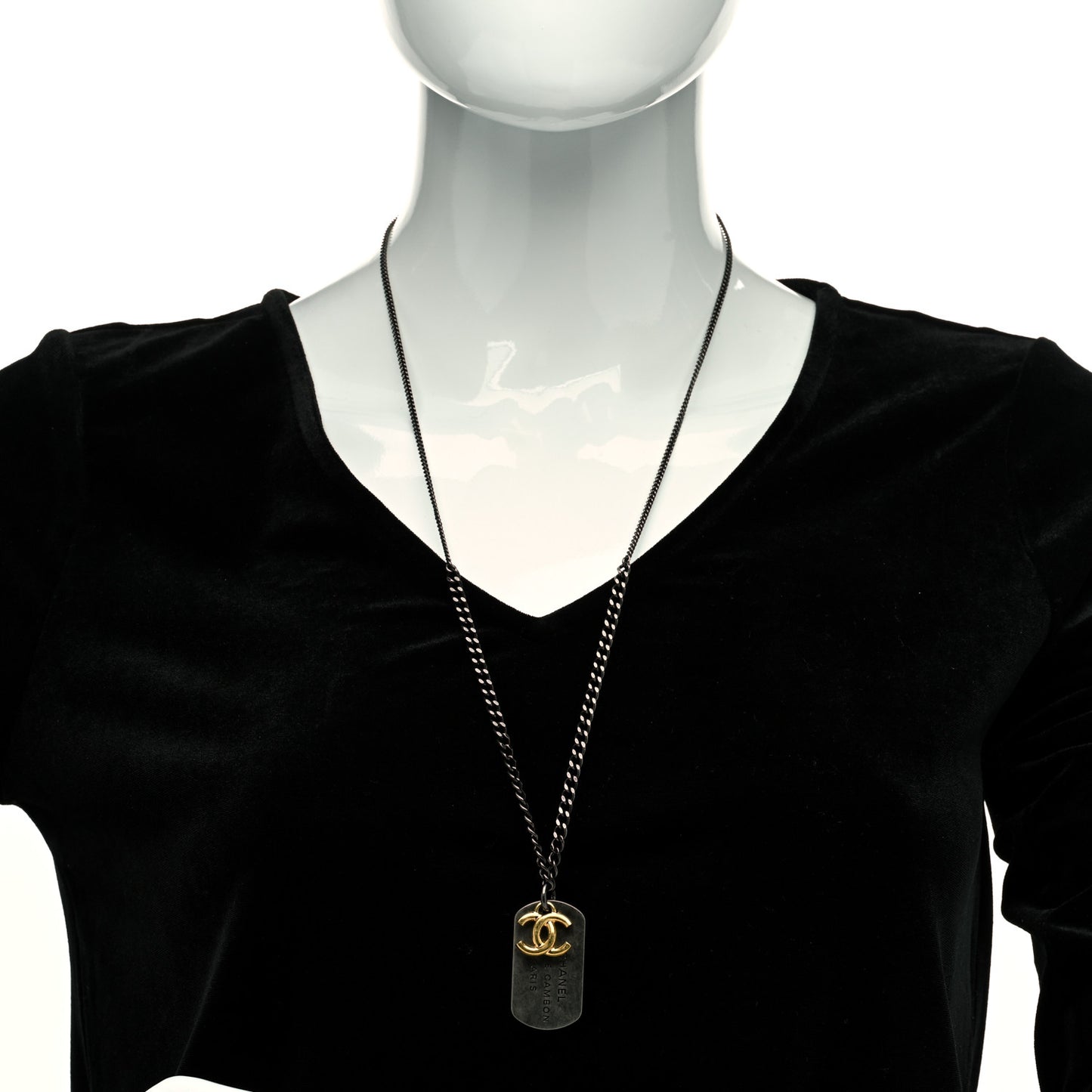 Ruthenium ID Dog Tag Charm Necklace Silver Gold