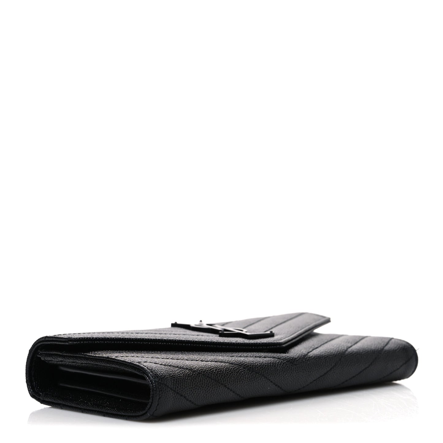 Grain De Poudre Matelasse Chevron Monogram Monochrome Flap Wallet Black