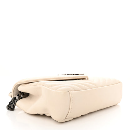Saint Laurent Sheepskin Matelasse Chevron Monogram Medium College Bag Dove White 4 of 13