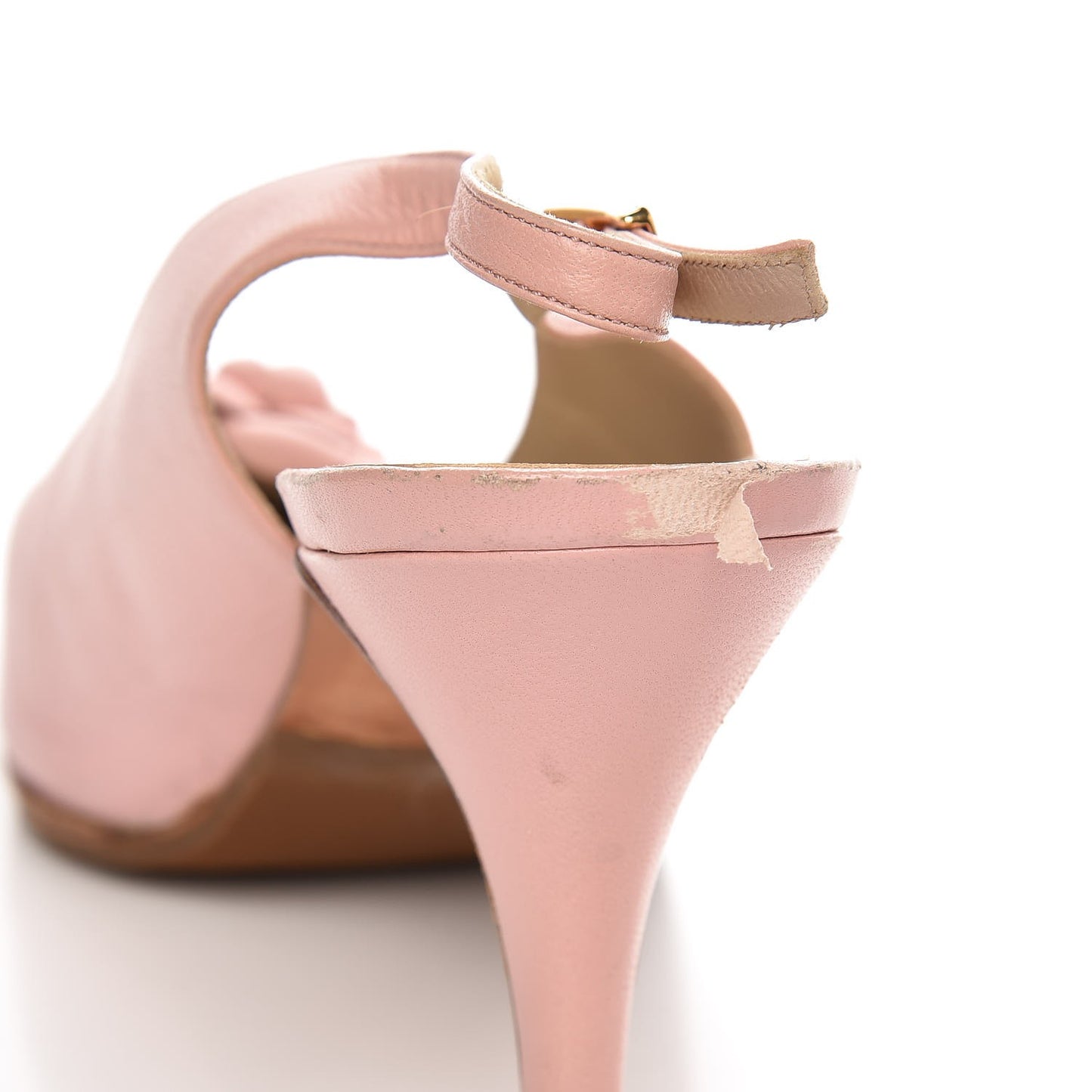 LambskinCamellia Slingback Pumps Heels 39.5 Pink