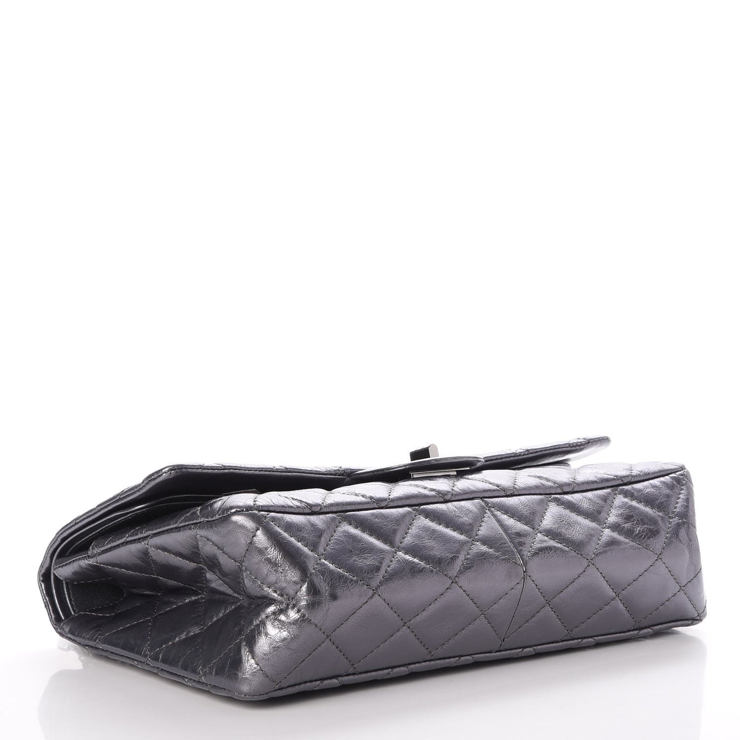 Metallic Aged Calfskin Quilted 2.55 Reissue 227 Flap Dark Silver