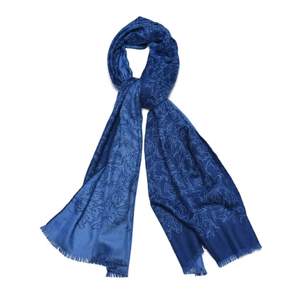 Hermes Cashmere Silk Whispering Horses Echarpe Muffler Mediterranee Indigo 1 of 5