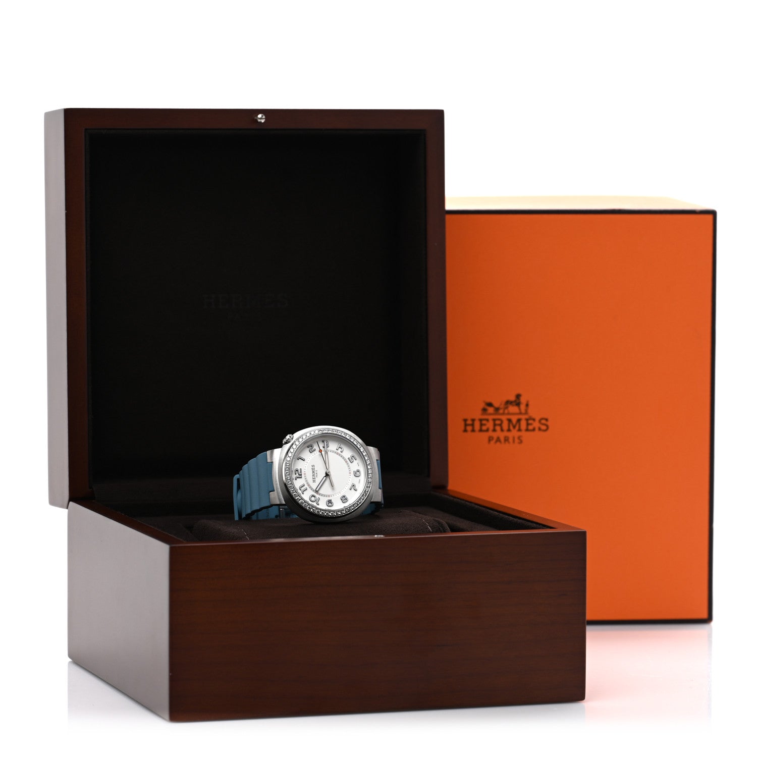 Hermes Stainless Steel Rubber Diamond Bezel 36mm Cut Automatic Watch Blue Jean 5 of 5