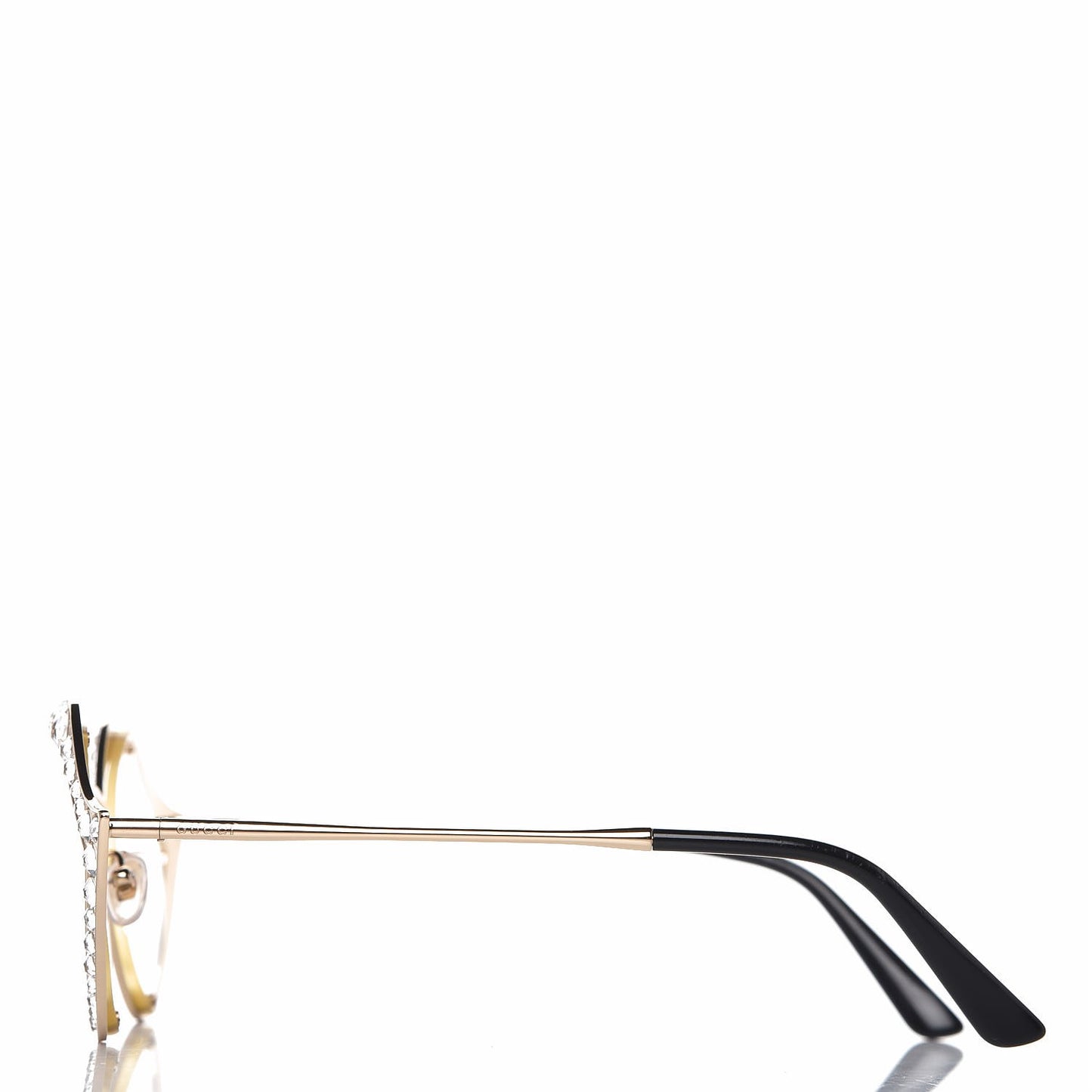 GUCCI Metal Crystal Cat Eye Glasses GG0046S Gold