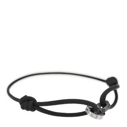 Cartier 18K White Gold Ceramic 4 Diamond LOVE Cord Bracelet Black 1 of 3
