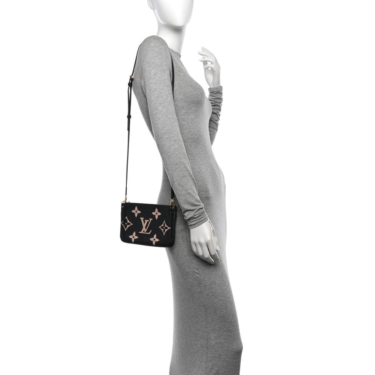 Empreinte Monogram Giant Double Zip Pochette Black Cream
