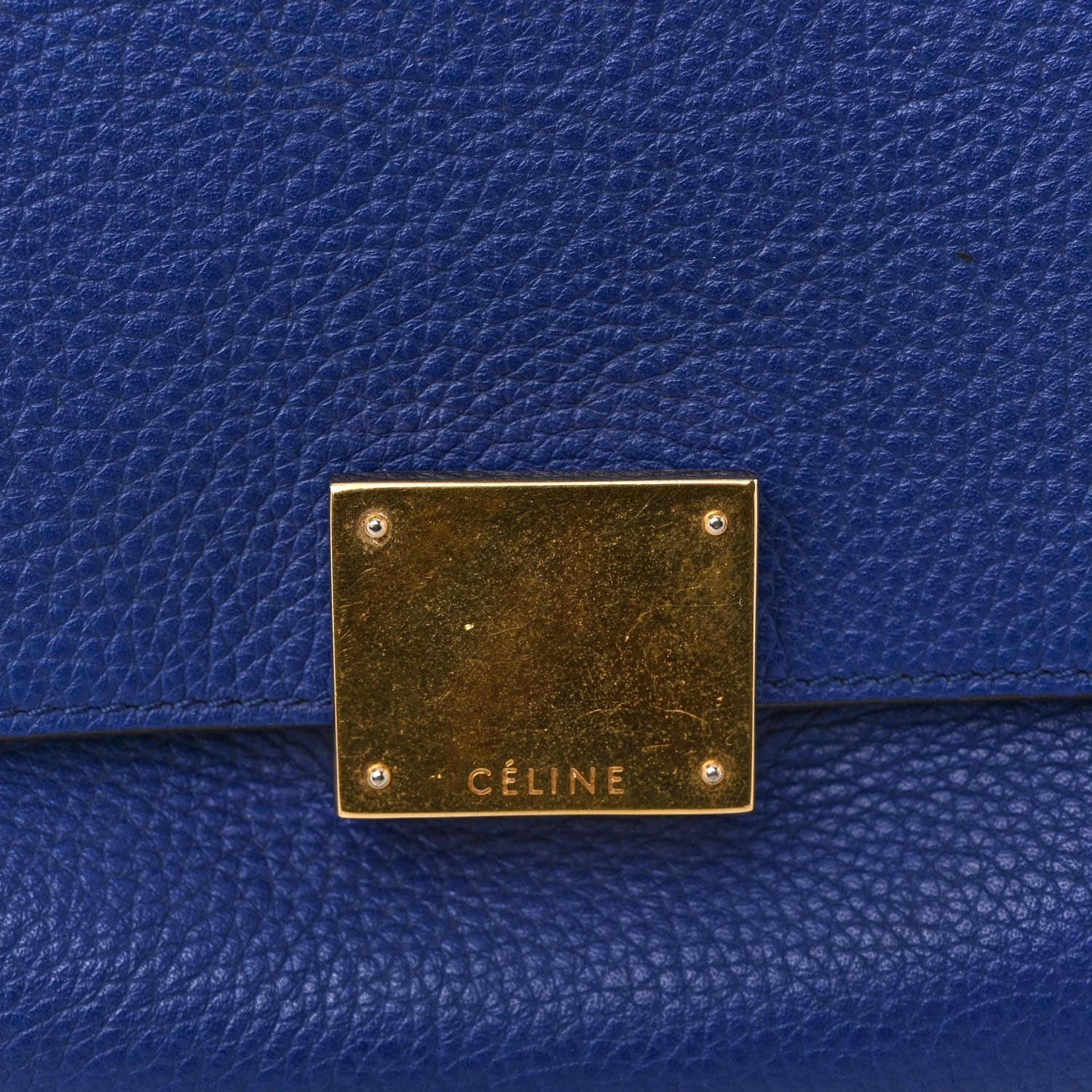 Celine Drummed Calfskin Suede Small Trapeze Indigo 11 of 16
