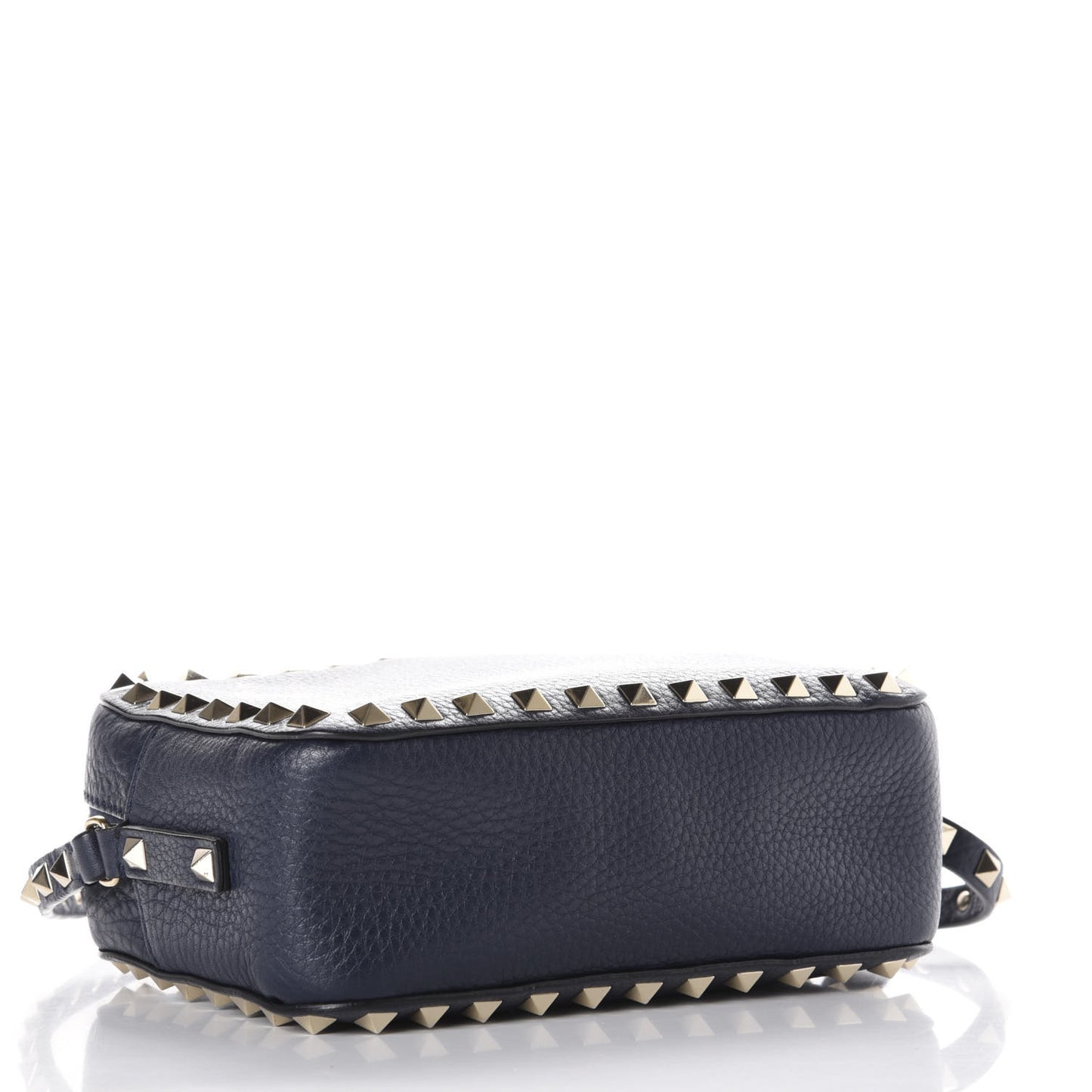 Pebbled Calfskin Rockstud Camera Crossbody Bag Marine