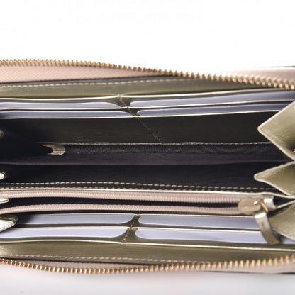 Gucci Metallic Shangai Calfskin Blooms Print Zip Around Wallet Gold Multicolor 5 of 8