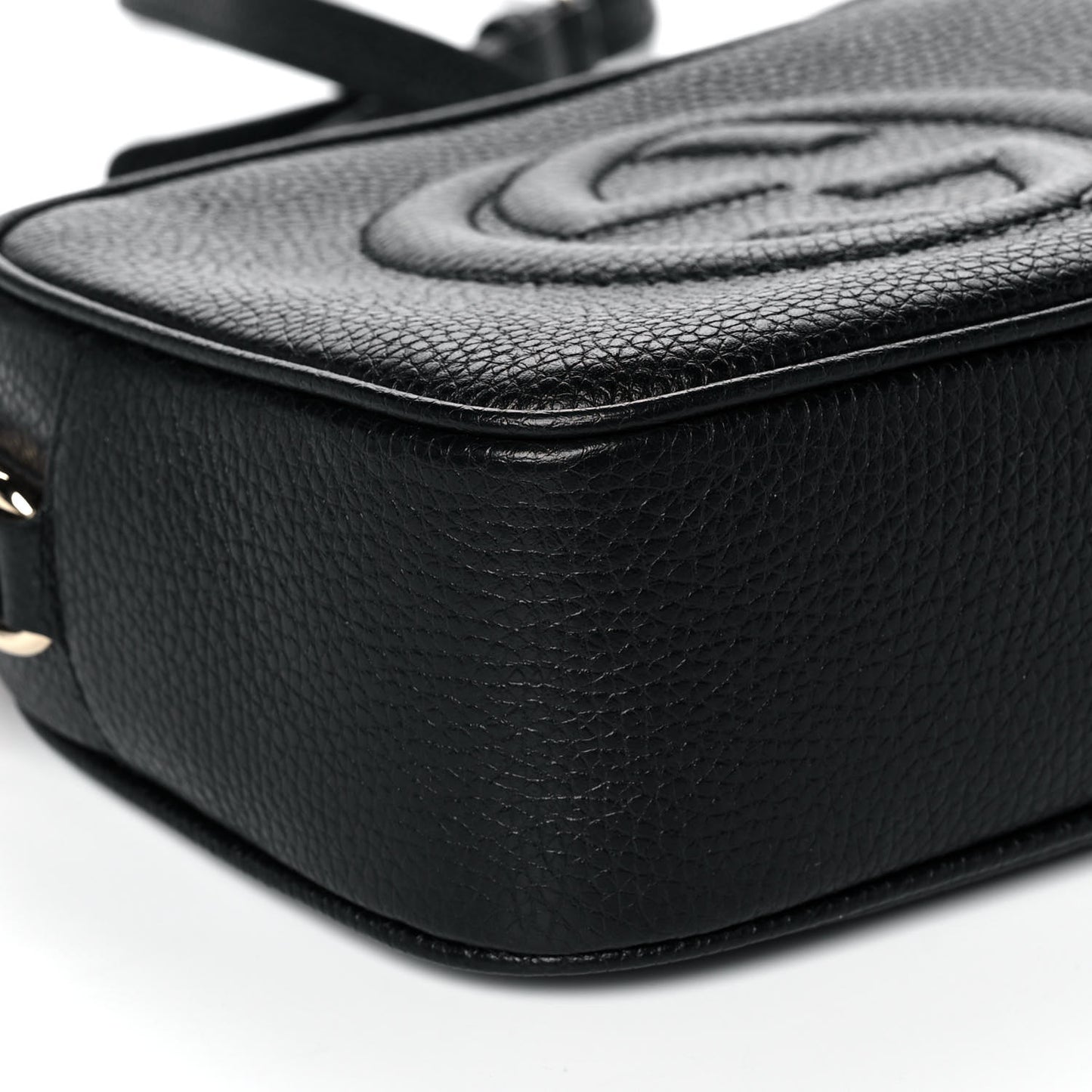 Pebbled Calfskin Small Soho Disco Bag Black