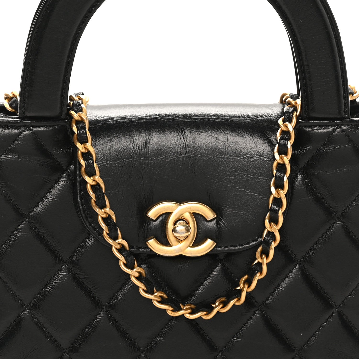 Chanel Shiny Aged Calfskin Quilted Nano Kelly Shopper Black 9 of 11