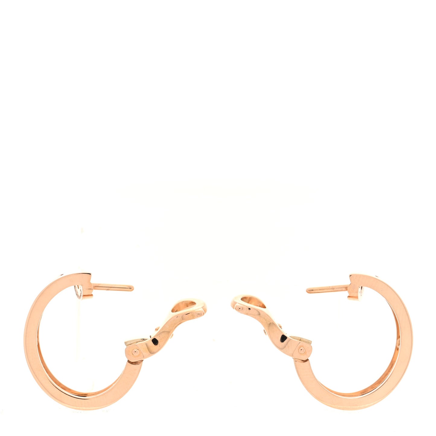 18K Pink Gold 2 Diamond 5.5mm LOVE French Clip Hoop Earrings