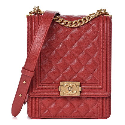 Chanel Caviar Quilted North South Boy Flap Red 1 of 10