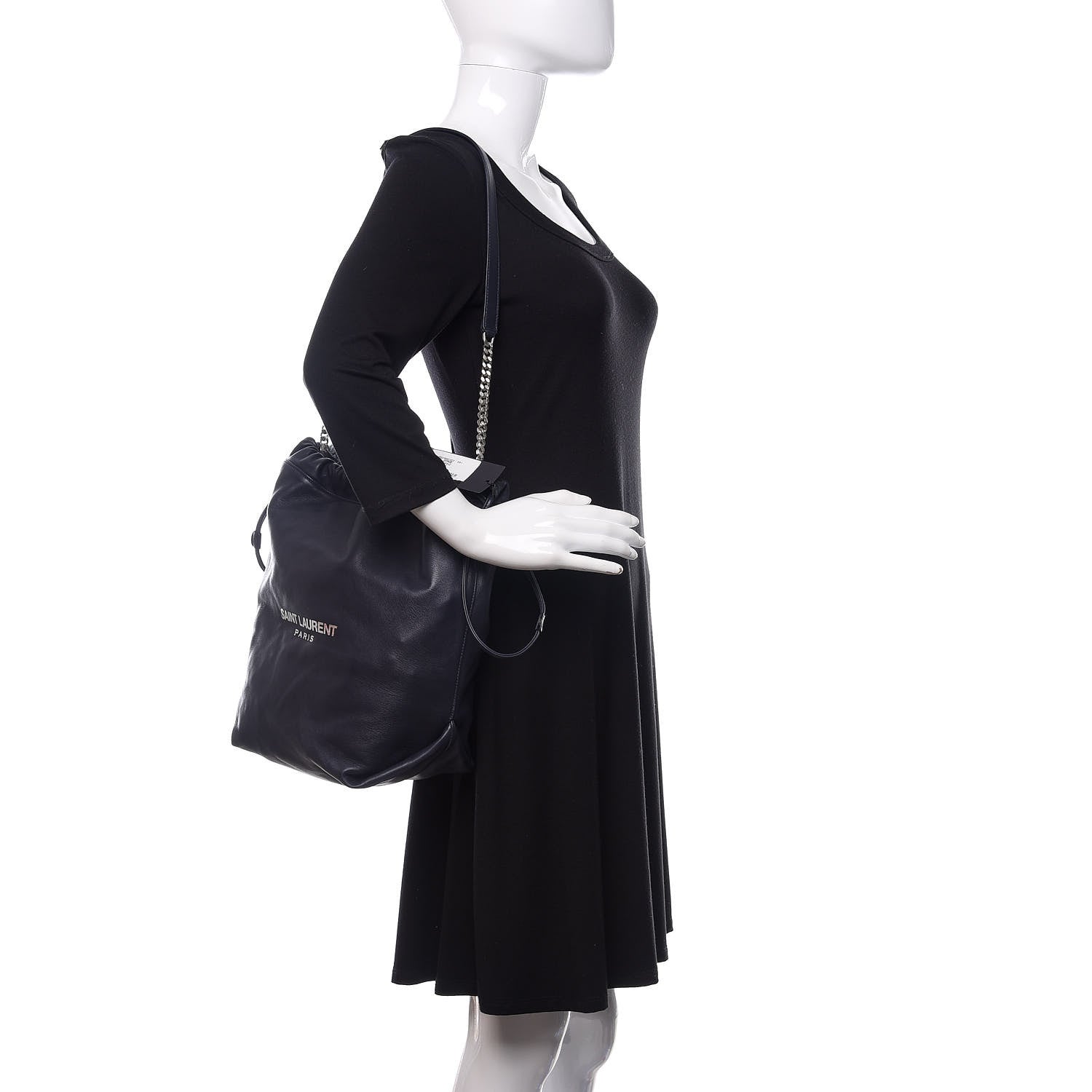 Saint Laurent Lambskin Teddy Drawstring Bag Dark Notte 2 of 11