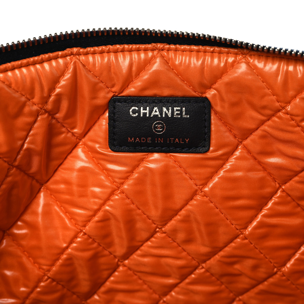 Denim Large Deauville Pouch Clutch Blue Orange