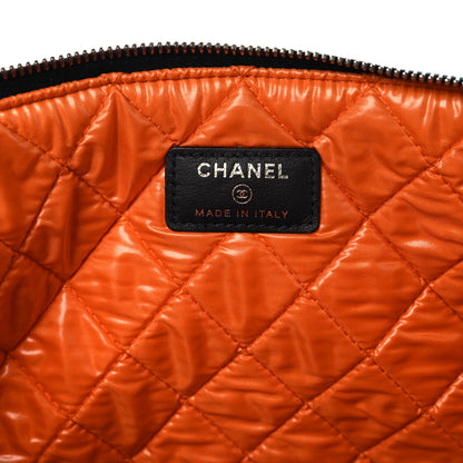 Chanel Denim Large Deauville Pouch Clutch Blue Orange 6 of 7