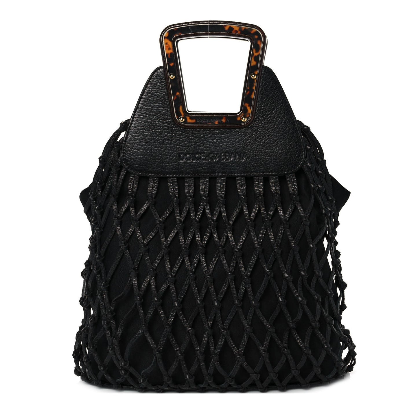 Calfskin Net Frame Tote Black