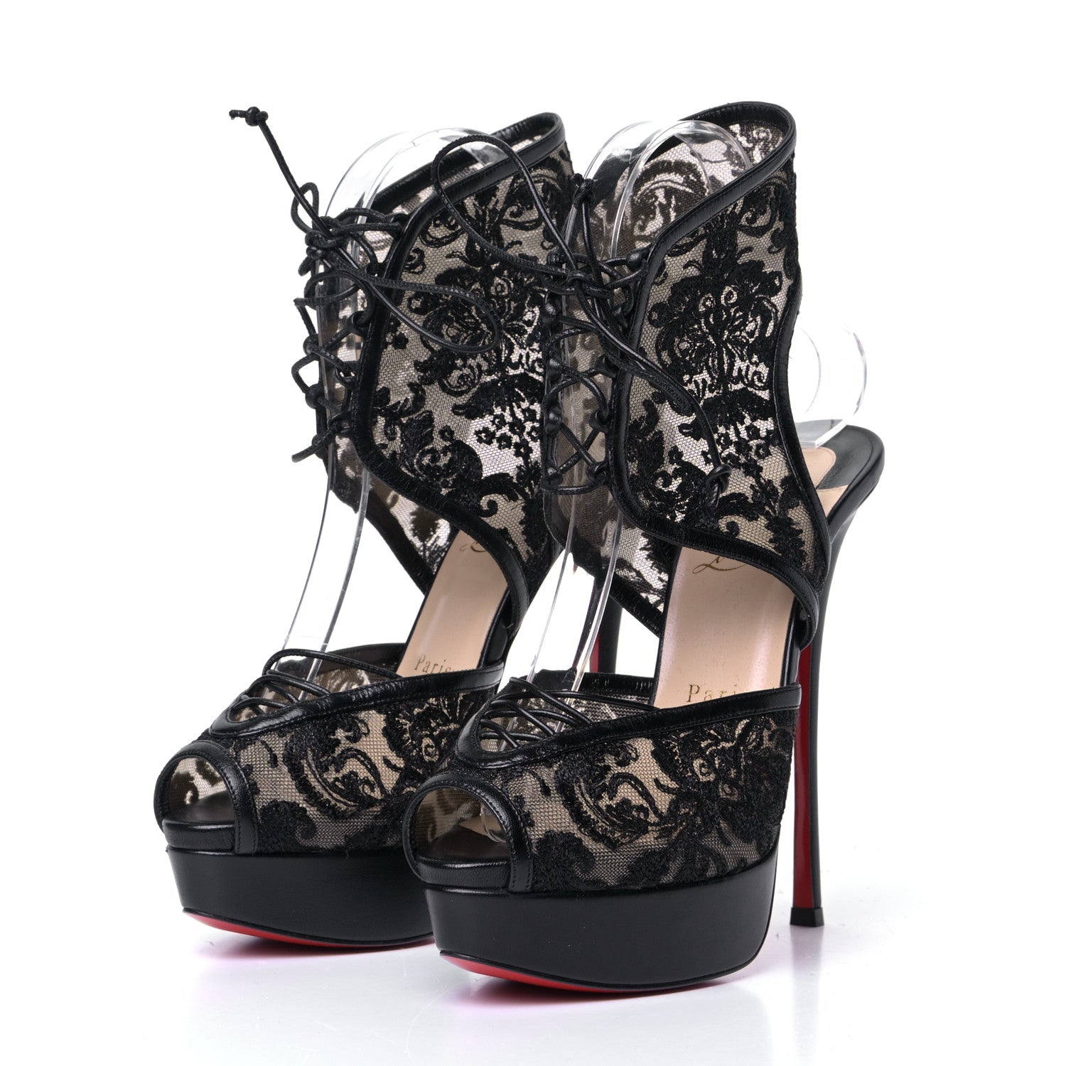 Christian Louboutin Dentelle Lurex Jose Altafine 150 Bootie 36.5 Black 3 of 8