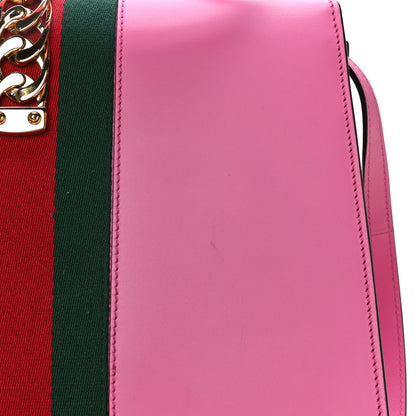 Gucci Vitello Fontanella Web Medium Sylvie Top Handle Bag Pink Tropical Flower 19 of 19