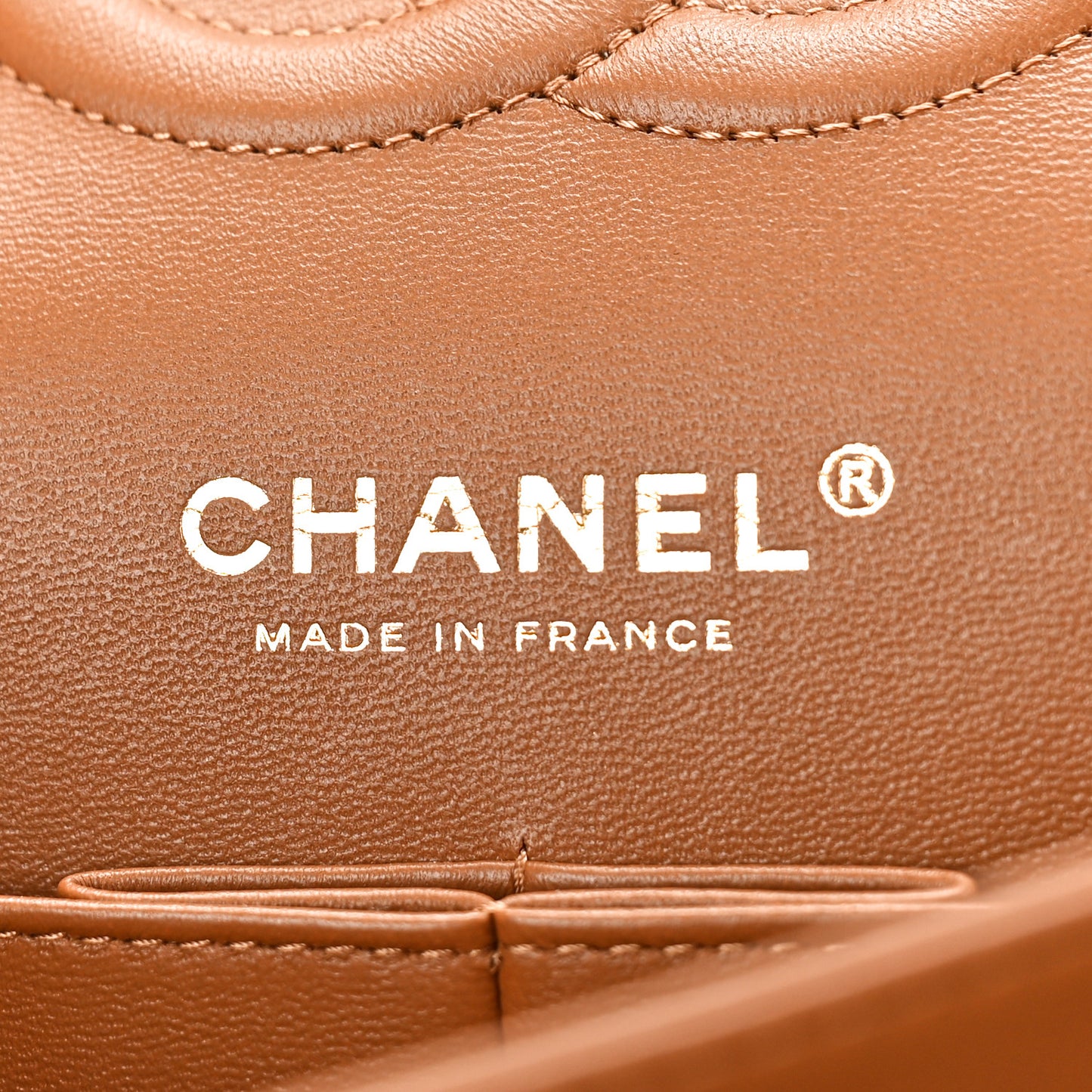 Lambskin Quilted Medium Double Flap Brown