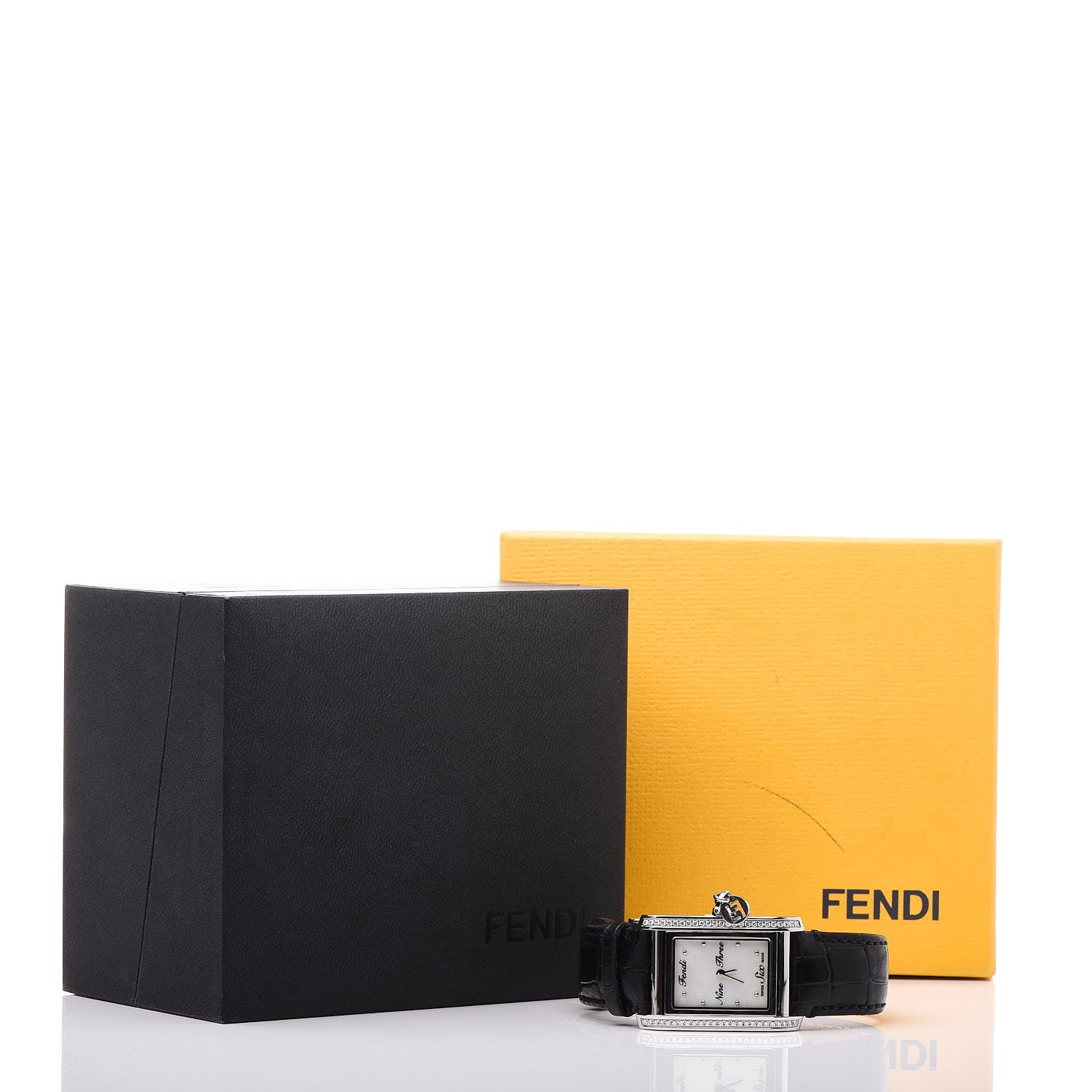 Fendi Stainless Steel Alligator Diamond Bezel Mother of Pearl 27mm Quartz Watch 9 of 9