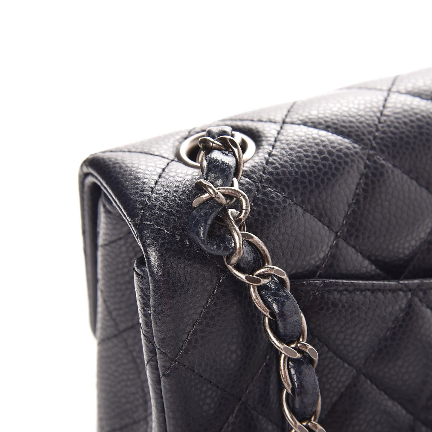 Caviar Quilted Mini Rectangular Flap Navy