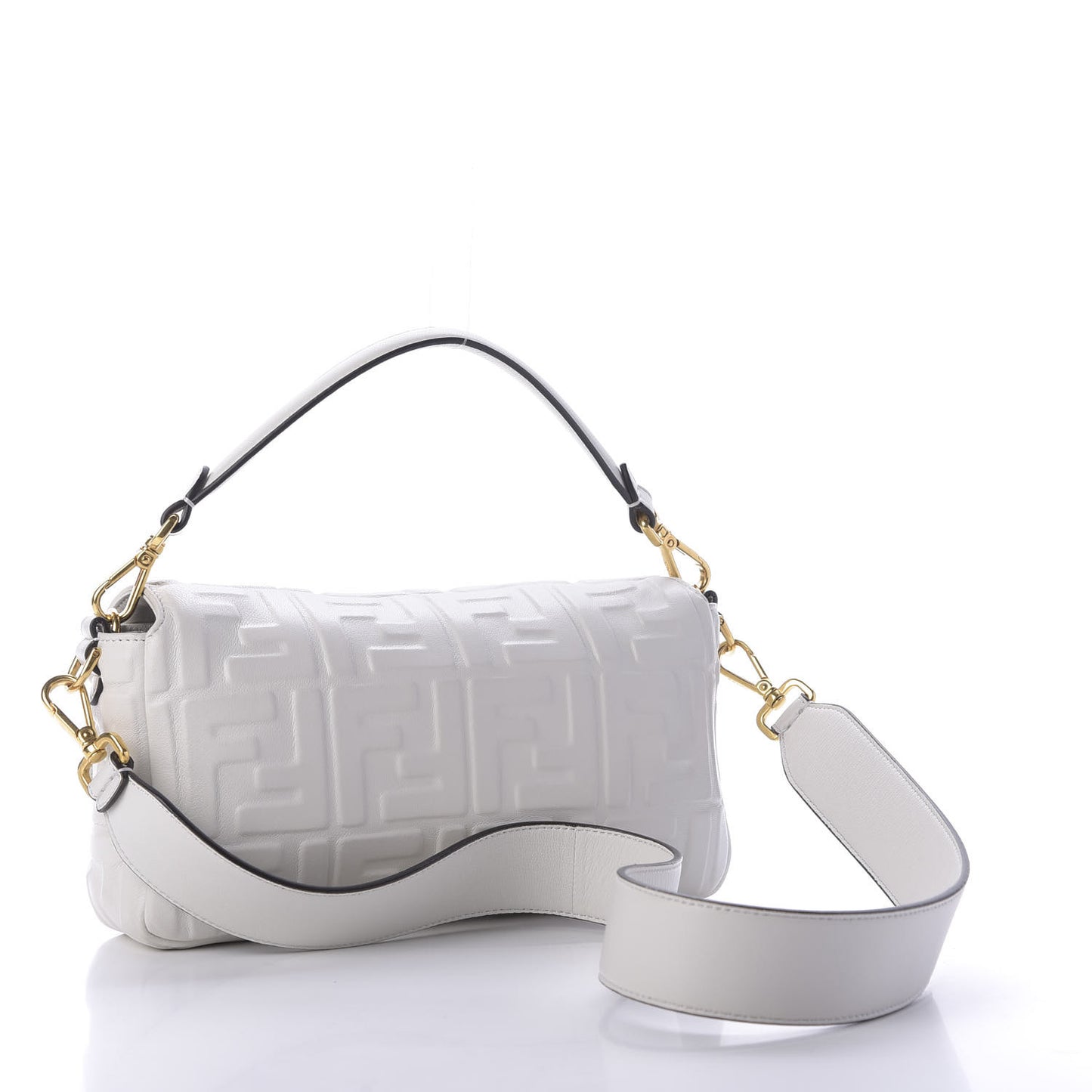 Nappa FF 1974 Embossed Baguette White