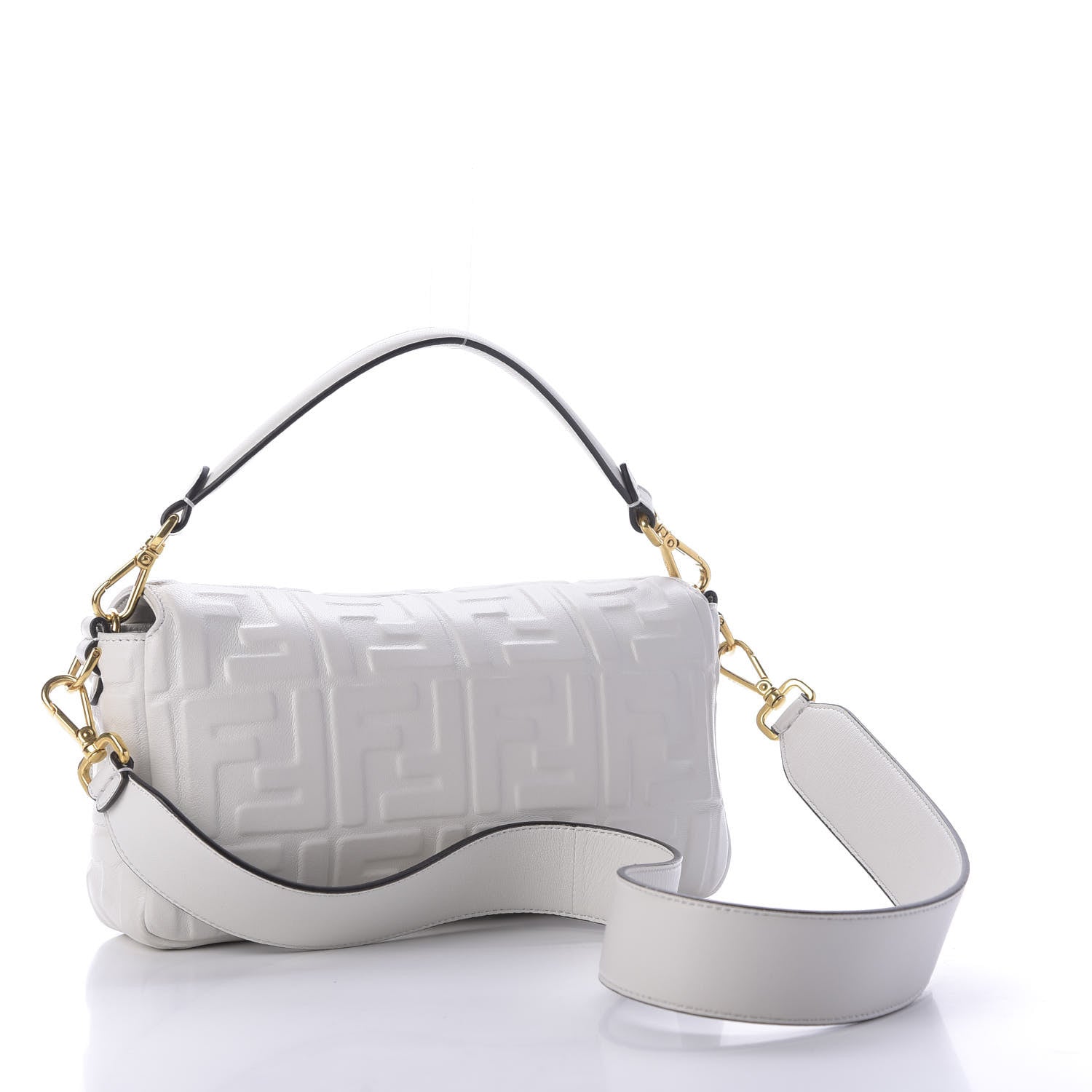 Fendi Nappa FF 1974 Embossed Baguette White 3 of 9