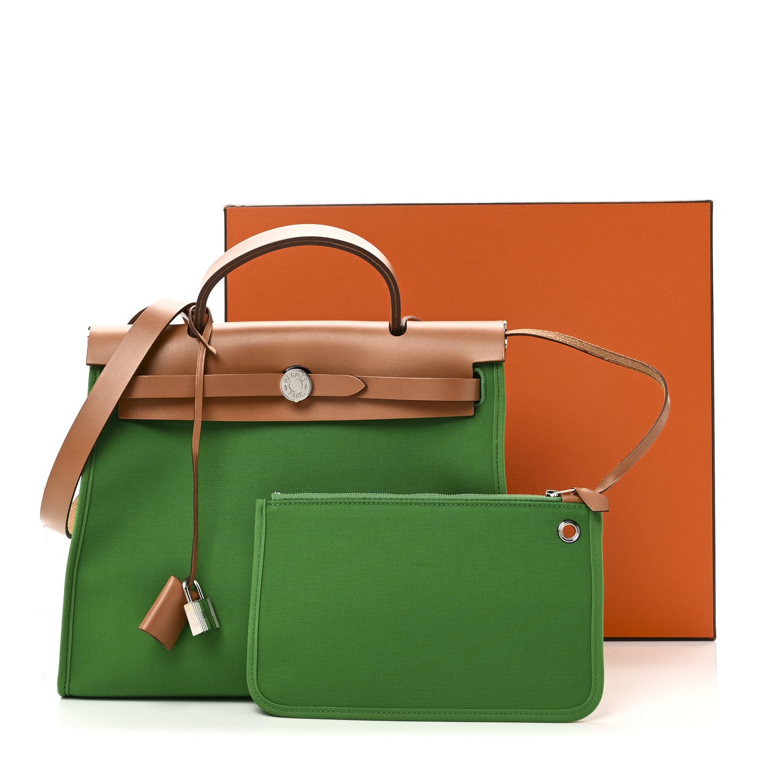 Hermes Vache Hunter Toile Herbag Zip 31 PM Bambou Natural 11 of 11